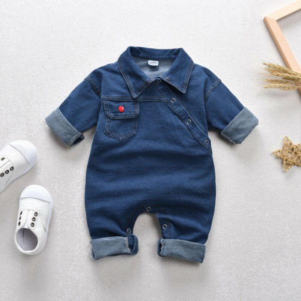 Children's Personalized Patch Pocket Denim One-piece