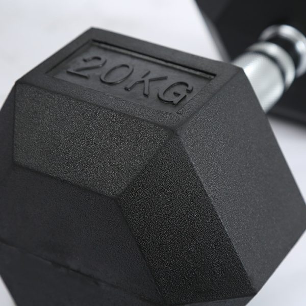 Fitness Hexagonal Rubberized Fixed Dumbbell - Image 3