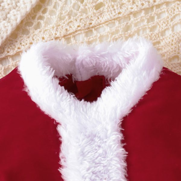 Christmas Pleuche Long Sleeve Stitching Furry Skirt Belt Hat Bottom-covering Rompers - Image 3