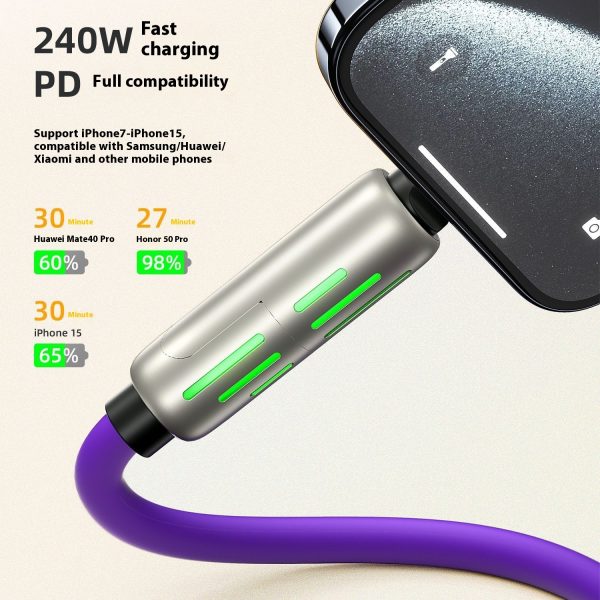 240W Data Cable Fast Charging Two-to-two Charging Cable - Image 4