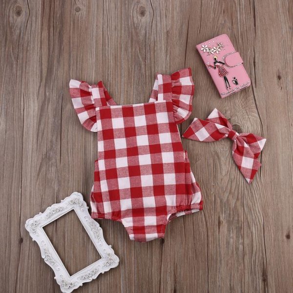 Red Plaid Set Bow Red Plaid Dress Two-piece Suit - Image 2