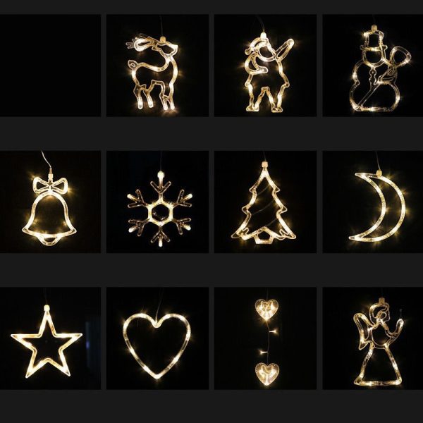 Christmas LED Suction Cup Chandelier Santa Claus Elk Snowman Lights Holiday Party Window Decor Lamps Battery Powered - Image 9