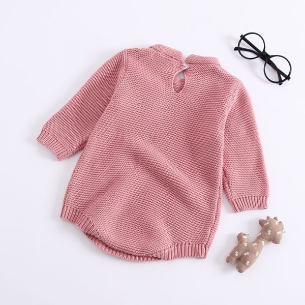 Baby knitted Bow-tie Long-sleeved Jumpsuit - Image 2