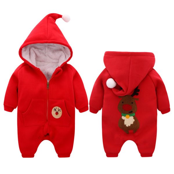 Warm baby onesie with fleece