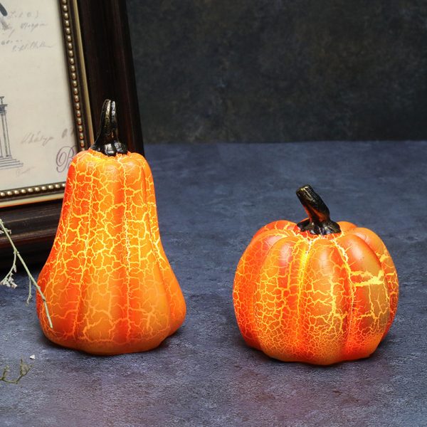 New Halloween Pumpkin Lantern Simulation Pumpkin LED Candle Lamp Resin Luminous Pumpkin - Image 7