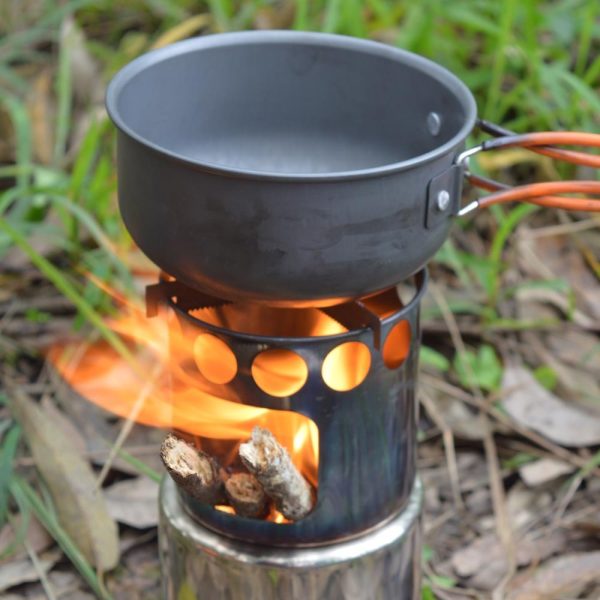 Portable Camping Stove Combo Wood Burning Stainless Steel Stove And Cooking Pot Set For Outdoor Backpacking Fishing Hiking - Image 7