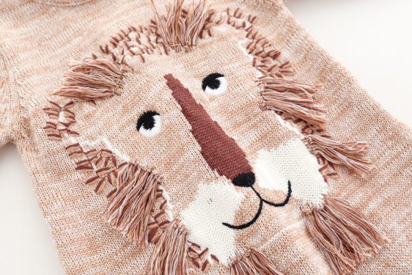 Cute lion knitted cotton sweater one-piece - Image 3