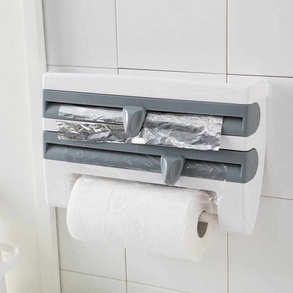 4-In-1 Kitchen Roll Holder Dispenser Kitchen Foil Film Wrap Tissue Paper 4 IN 1 Kitchen Roll Holder Dispenser - Image 2