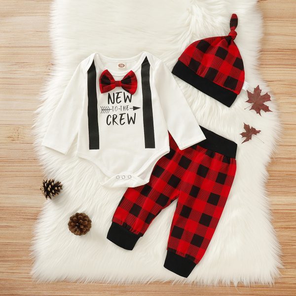 Long sleeve personalized fake bow tie Romper pants