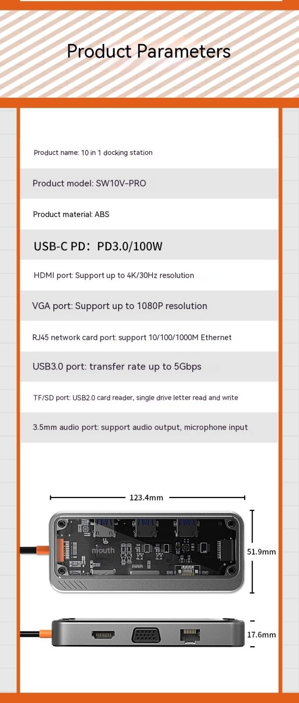 Hub Expansion Dock Notebook Computer Converter - Image 10