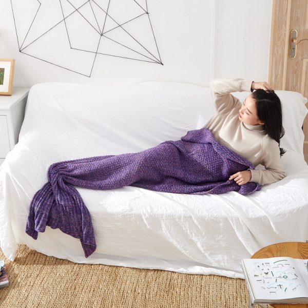 Mermaid Tail Blanket Knitted Crochet for Childern Super Soft Sleeping Blankets - Image 2