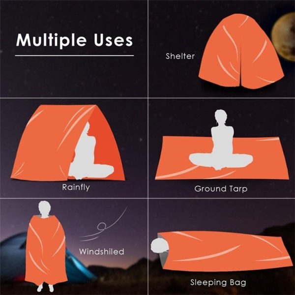 Outdoor Emergency Survival Sleeping Bag Portable Waterproof Reusable Blanket Camping Hiking Survival Rescue Thermal Blanket - Image 2