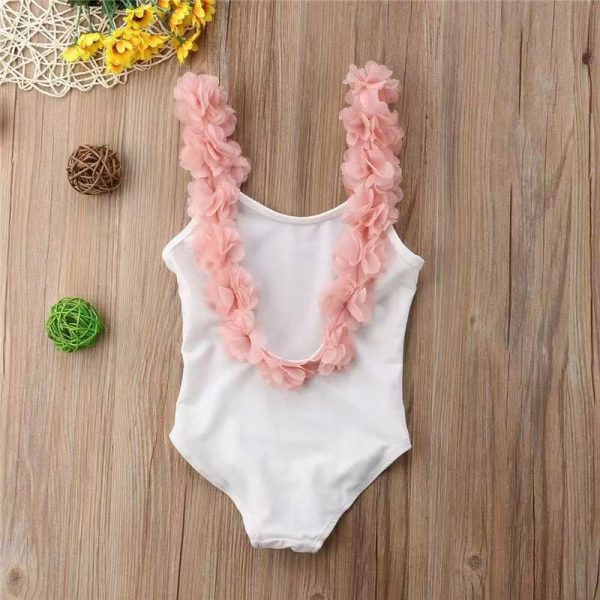 INS Hot Style Children's Sleeveless Summer Stitching Sling Lace Backless Swimsuit - Image 3