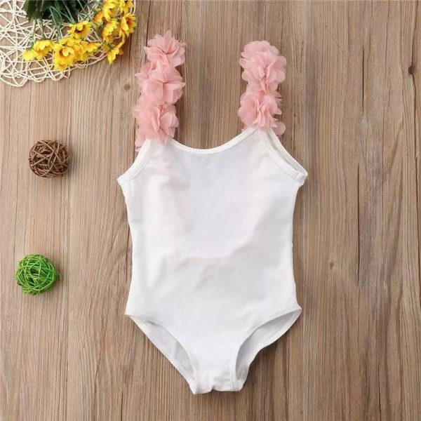 INS Hot Style Children's Sleeveless Summer Stitching Sling Lace Backless Swimsuit