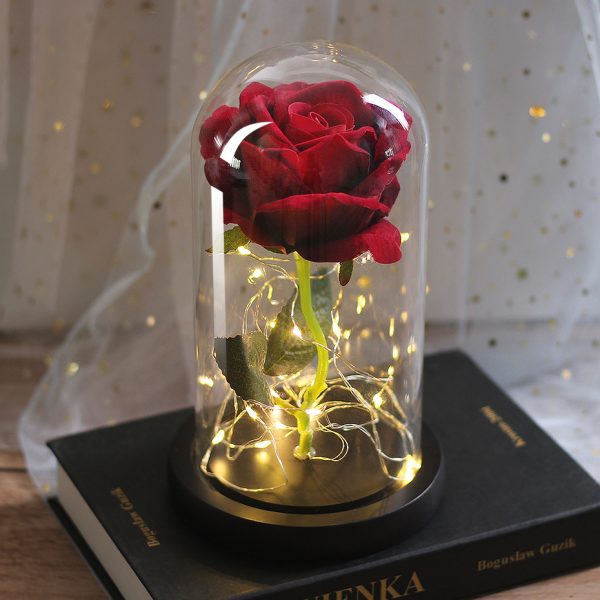 Mothers Day Wedding Favors Bridesmaid Gift Immortal Simulation Rose Glass Cover Luminous Led Ornament - Image 4