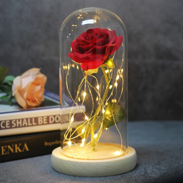 Mothers Day Wedding Favors Bridesmaid Gift Immortal Simulation Rose Glass Cover Luminous Led Ornament - Image 8