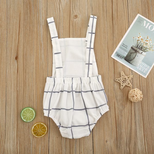 Summer Baby Childrens Leisure Dark Button Summer Sleeveless White Triangle Climbing Female One-Piece Suit - Image 2