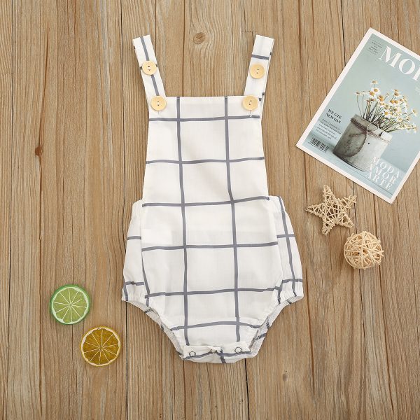 Summer Baby Childrens Leisure Dark Button Summer Sleeveless White Triangle Climbing Female One-Piece Suit - Image 5