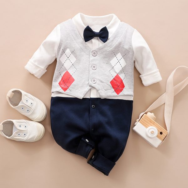 Baby Jumpsuit Spring And Autumn Models Foreign Trade Gentleman Baby Clothes Long-Sleeved Baby Clothes Baby Clothes - Image 10