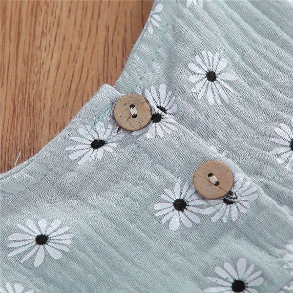 Cotton Linen Romper Baby Girls Sleeveless Floral - Image 7