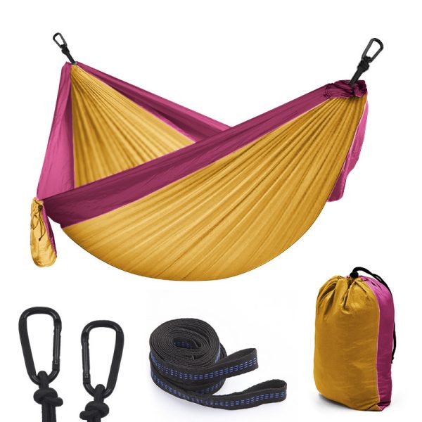 Outdoor Color Matching Nylon Parachute Cloth Single 270x140 Camping Hammock Outdoor Swing - Image 4