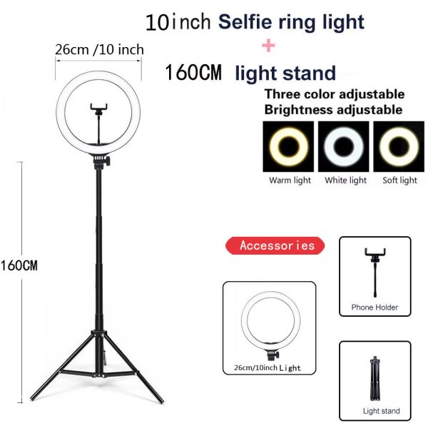 Compatible with Apple, Video Light, Dimmable Light, Selfie Led Ring Light, Usb Ring Light, With Tripod Frame Light - Image 2