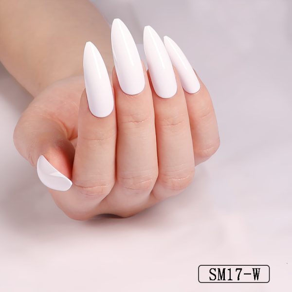 Long Pointed False Nails Solid Color Nails Salon Nails Almond Nail Patches Finger Nails - Image 3