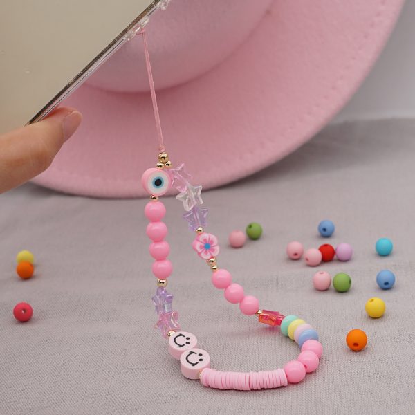 Smiley Soft Ceramic Mobile Phone Rope Hanging Jewelry Five-pointed Star Beaded Mobile Phone Chain Female - Image 5