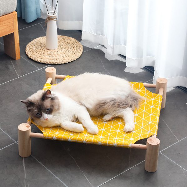 Wooden Frame Canvas Cat Pet Moistureproof Hammock - Image 5