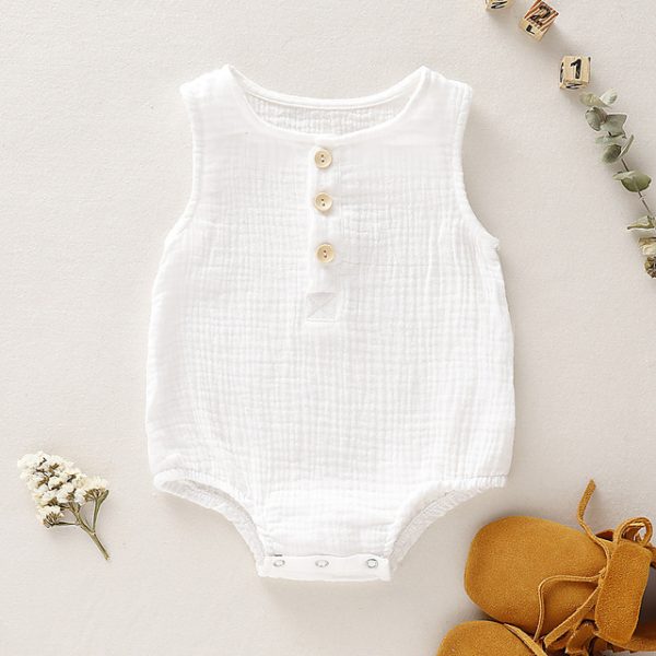 Summer Infant Baby Boys Girls Romper Muslin Sleeveless Newbo - Image 2