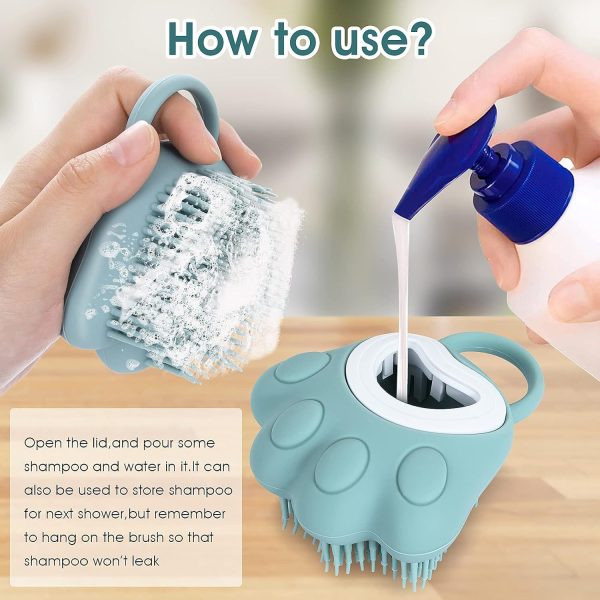 Soft Silicone Pet Grooming Brush For Dogs And Cats - Hair Fur Cleaning And Massage Tool With Shampoo Dispenser - Image 6