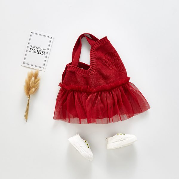 Infant Girl Knitted Sling One-piece Dress Jumpsuit - Image 2