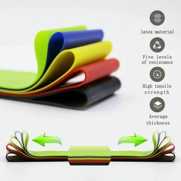 Resistance Bands Loop Set Of 5 Exercise Workout CrossFit Fitness Yoga Booty Band - Image 2