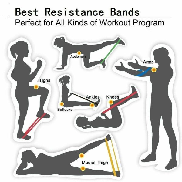 Resistance Bands Loop Set Of 5 Exercise Workout CrossFit Fitness Yoga Booty Band - Image 9