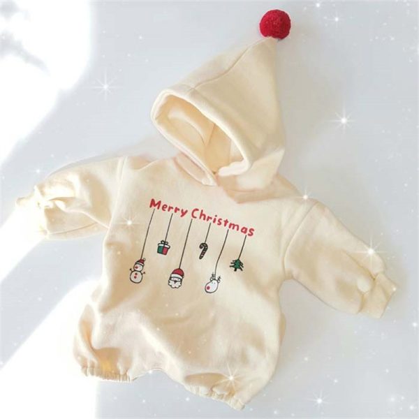 Male And Female Baby Snowman Fleece Sweater One-piece Romper Romper - Image 3