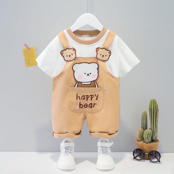 Children's Clothing Men And Women Baby Summer Cartoon Short-sleeved Overalls - Image 3