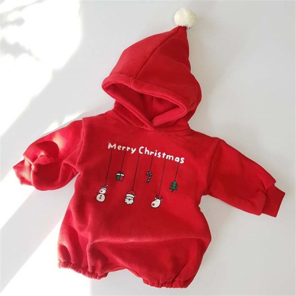 Male And Female Baby Snowman Fleece Sweater One-piece Romper Romper - Image 5