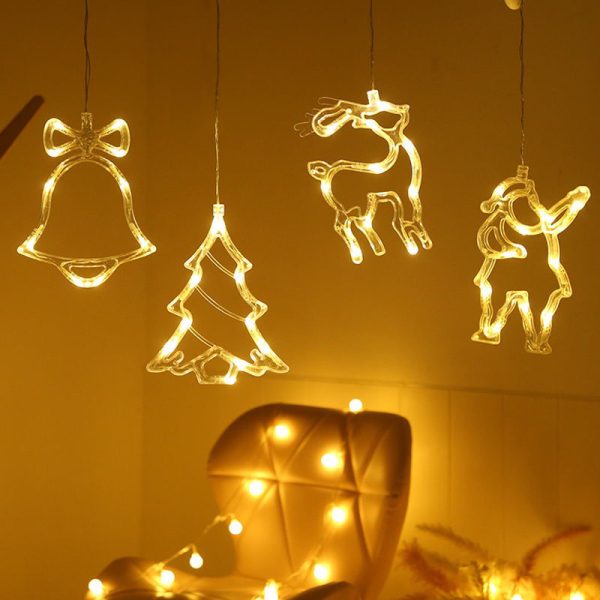 Christmas LED Suction Cup Chandelier Santa Claus Elk Snowman Lights Holiday Party Window Decor Lamps Battery Powered - Image 3