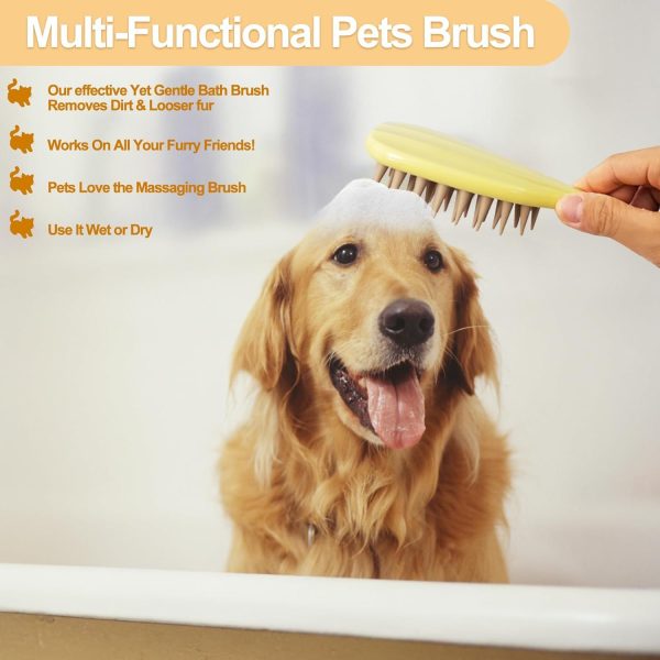 Pet Silicone Shampoo Brush For Long Short Hair Dogs Cats Washing Dog Washing Brush With Handle For Bathing Massaging, Hair Removal On Wet Or Dry Hai - Image 4