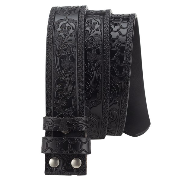 Embossed Belt Without Buckle Smooth Leather Belt - Image 2