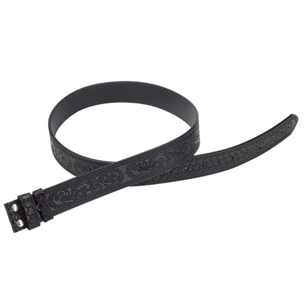 Embossed Belt Without Buckle Smooth Leather Belt - Image 4