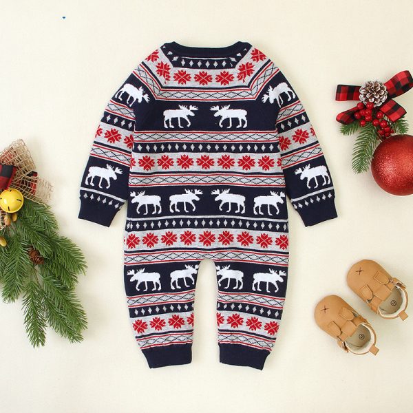 Autumn long-sleeved Christmas deer romper romper - Image 2