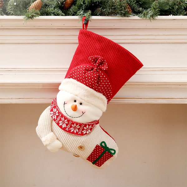 Large Red White Knitted Christmas Stocking Santa Claus Fireplace Decor Socks Xmas Gift Bags Candy Holder Decor For Home - Image 8