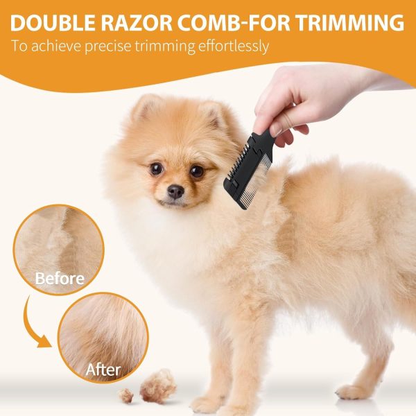 Razor Comb For Dogs Cats With Extra Blades Pet Razor Comb 2 In 1 Trimming Grooming Dog Cat Brush That Cuts Hair Hair Cutter Comb For Dog Cat Pet Hair Trimmer Grooming Comb For Dog Cat - Image 4