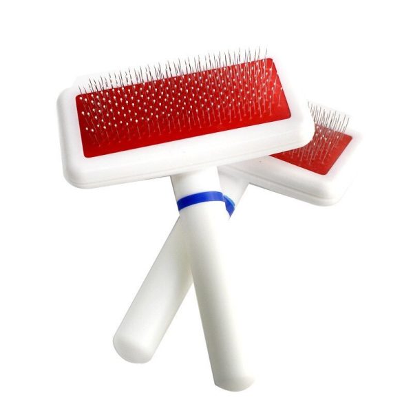 Fur Collar White Needle Comb Dog Grooming Comb With Protection Head Cat Dog Brush Brush Plastic Handle Airbag Needle Comb