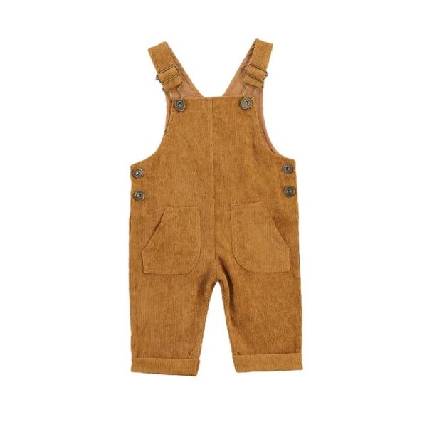 Children's Corduroy Sleeveless Solid Color Overalls - Image 5