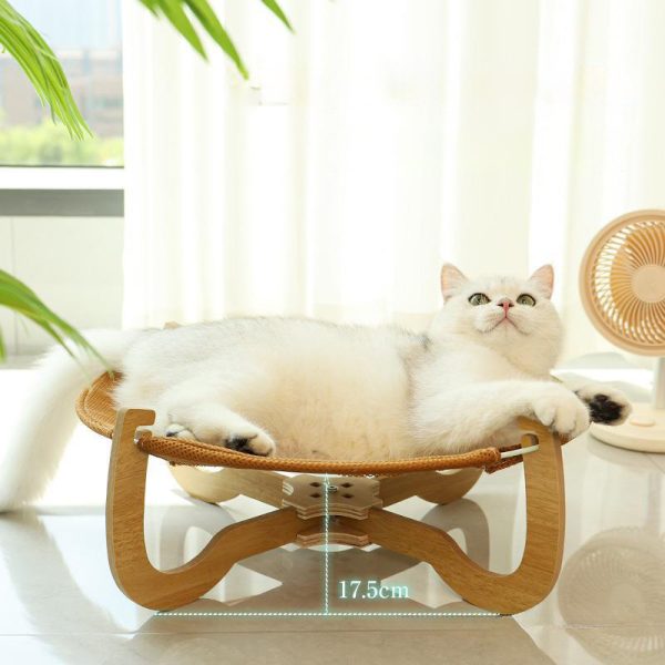 Summer Woven Rattan Hammock For Cat Cool Dog Mat, Pet Marching Bed Off Ground Cat Bed Universal Crib For All Four Seasons - Image 5