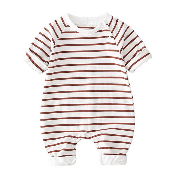 Thin striped split leg baby romper - Image 4