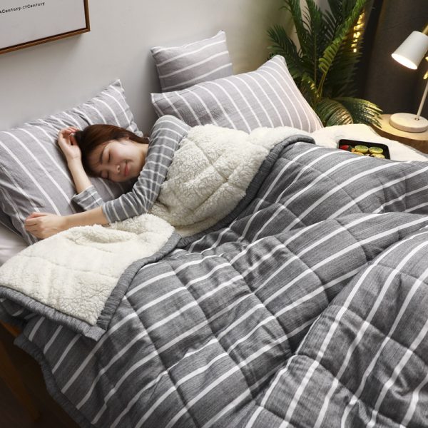 Fleece Blankets And Throws Thick Warm Winter Blankets Home Super Soft Duvet Luxury Solid Blankets On Twin Bedding - Image 7