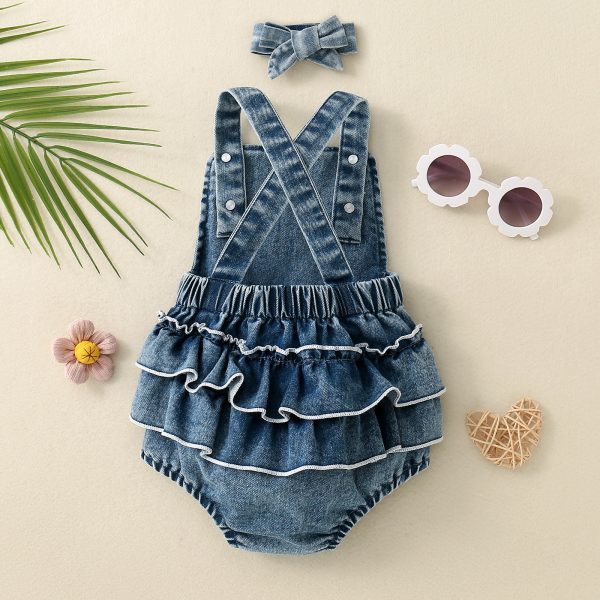 Embroidered Strap Ruffled One-piece Romper - Image 8